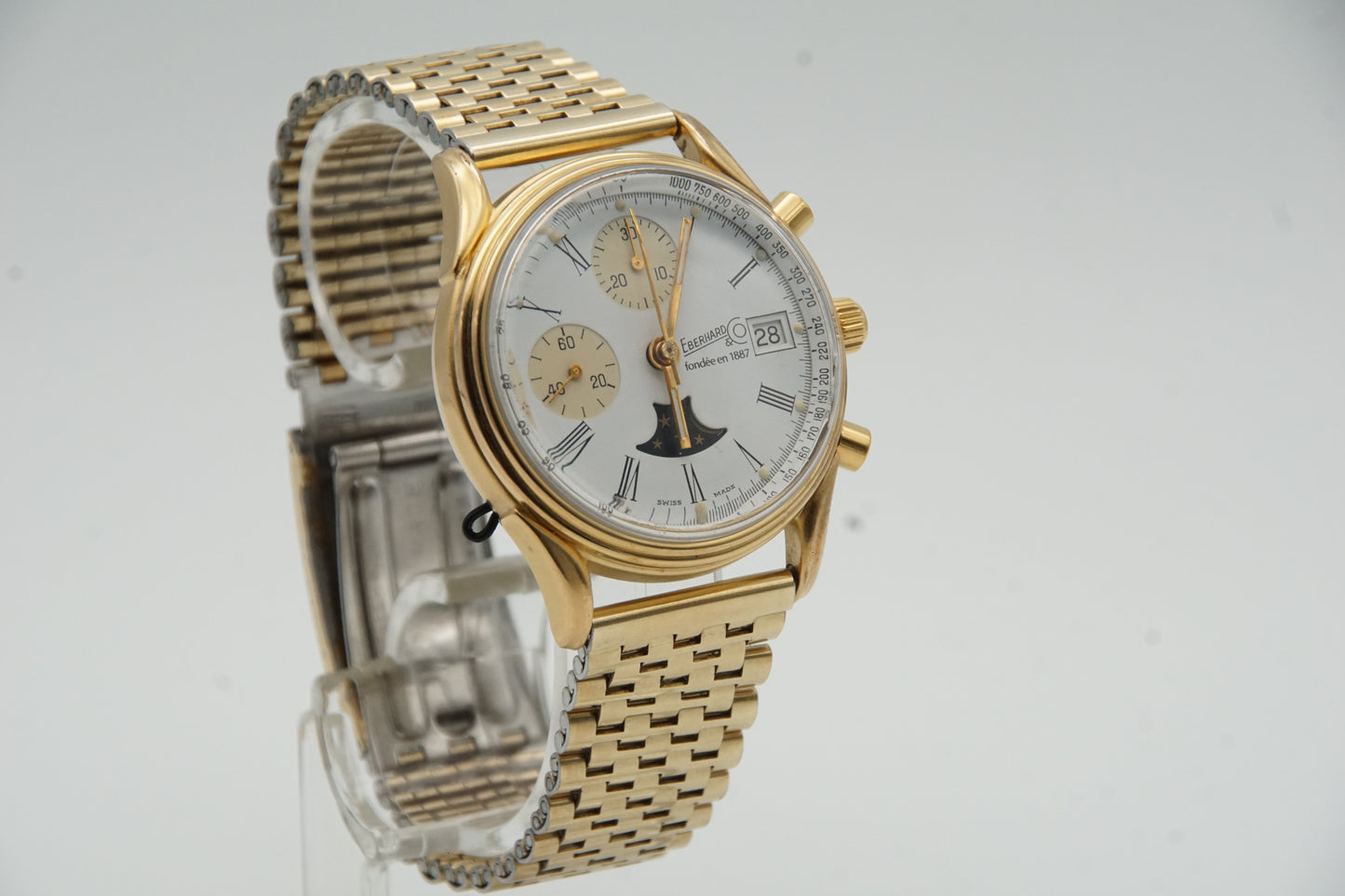 Eberhard &Co Chronograph Limited Edition Fondee Gold Plated Mondphase
